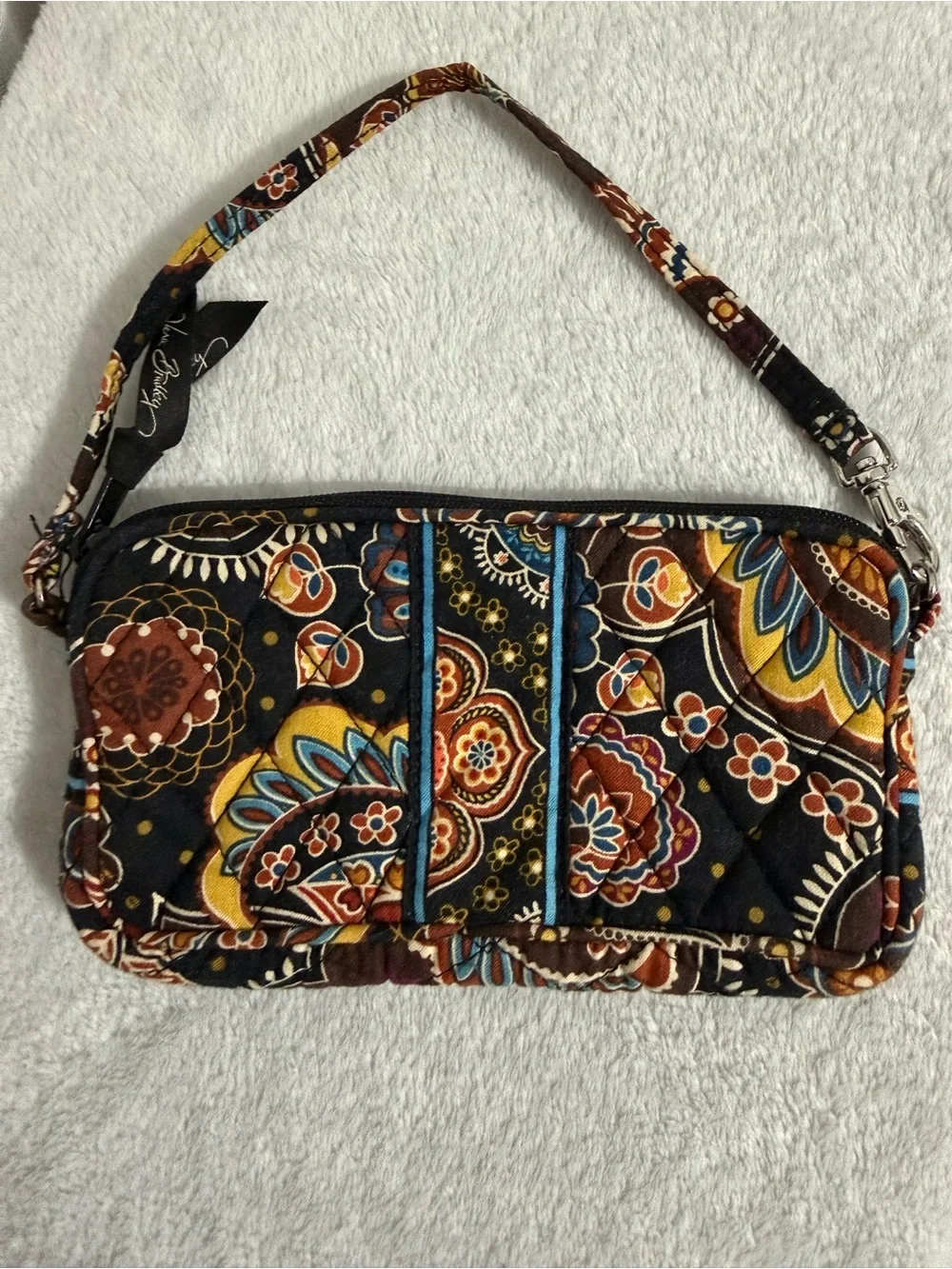 Vera Bradley Black Floral Quilted Wristlet